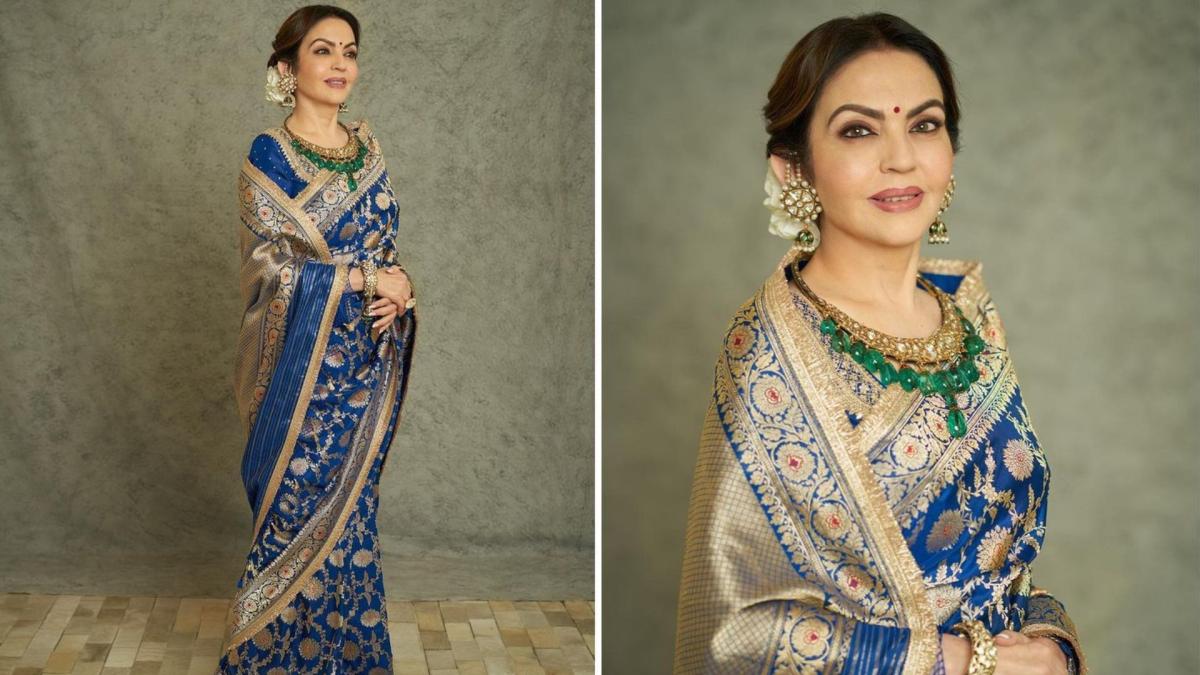 Nita Ambani is a vision behold in royal blue saree for the grand opening of NMACC